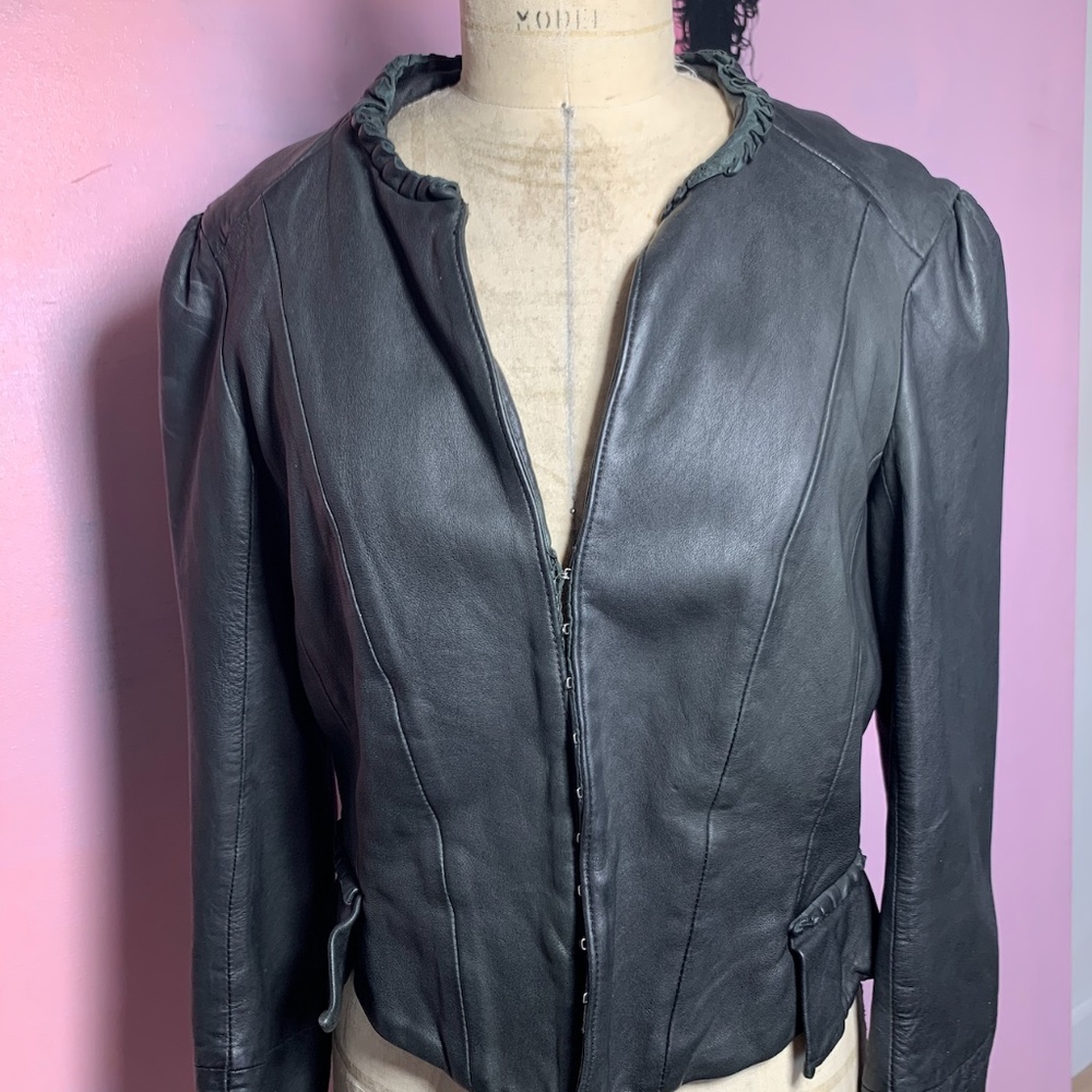 rare KATE MOSS for Topshop black leather jacket